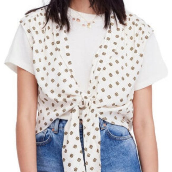 Free People Mornings in Marrakesh Plunge V Neck Silky Satin Tie Tank Top Medium - Picture 2 of 12